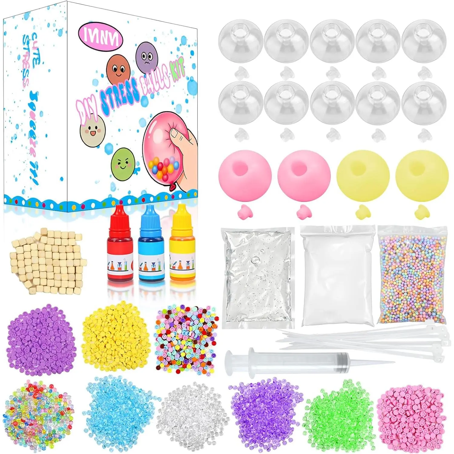 DIY Stress Ball Making Kit with Filler - 14 Stress Balls Skins - Squishy Making Kit- DIY Craft Kits Stress Balls - Handmade Make Your Own Stress Ball Kit for Adults - Crunchy Relaxing