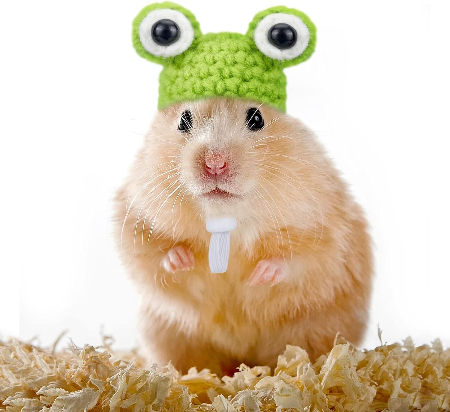 2pcs Polycotton Hats for Small Animals, Frog & Bunny Style, Hand Knitted Hat with Adjustable Strap, Pet Apparel for Hamsters, Dutch Pigs, Snakes, Photo Props