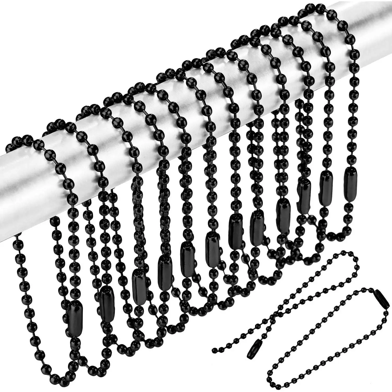 Iron Shower Curtain Hooks Rings - 100 Pcs, 6in/15cm Long Extender Hooks for Bathroom Shower Rods, Window Hanging (Black)