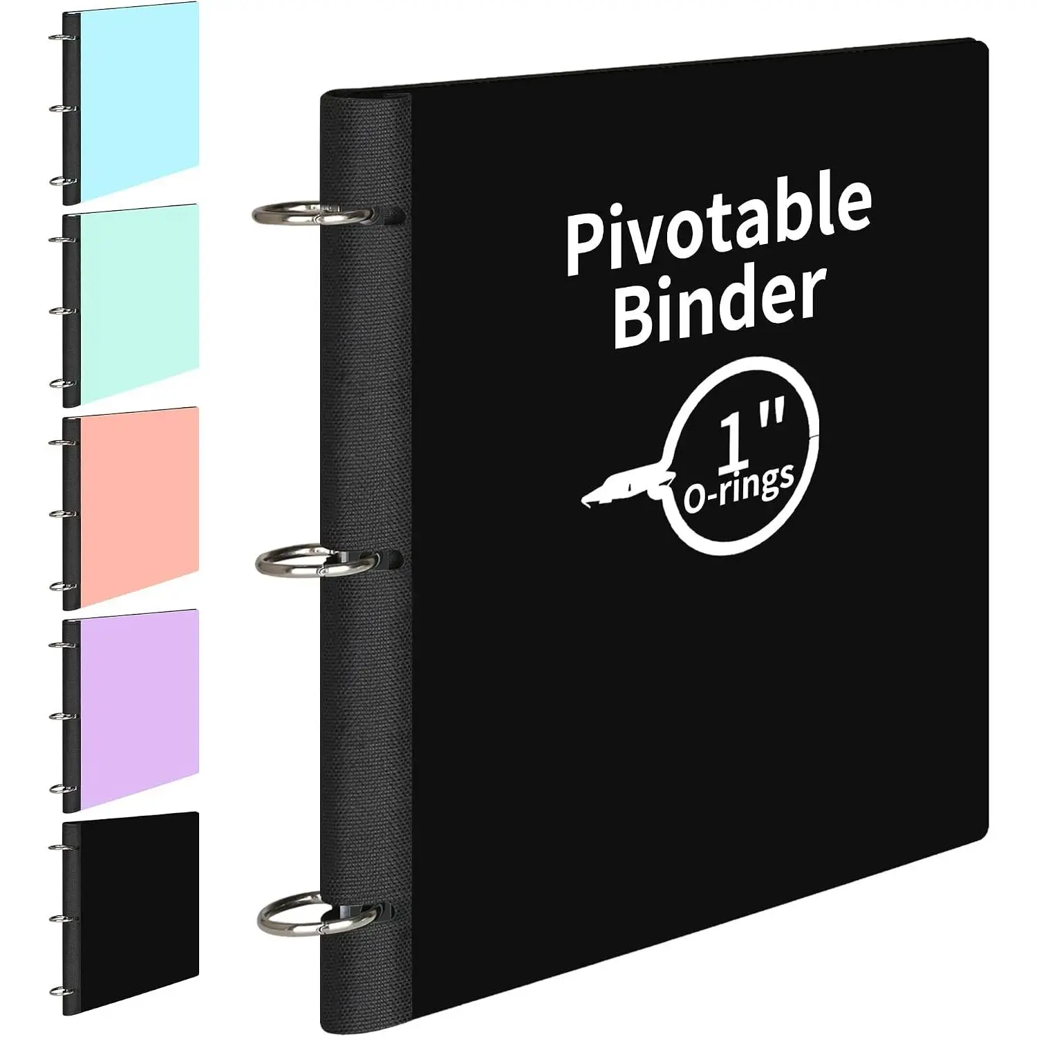 360° Pivotable 3 Ring Binder, Soft 1 inch Binders 3 Ring, Flexible Thin Soft Three Ring Binder Fits 8.5" x 11", for , School and Office-Black