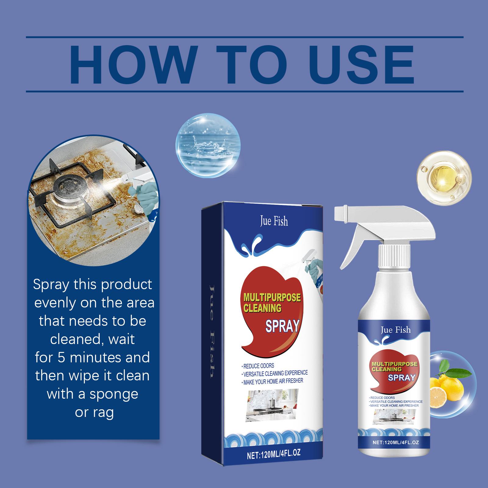 Jue Fish Multi-Function Cleaning Spray, Kitchen Heavy Oil Tile Stains Multi-Effect Cleaning Household Cleaner