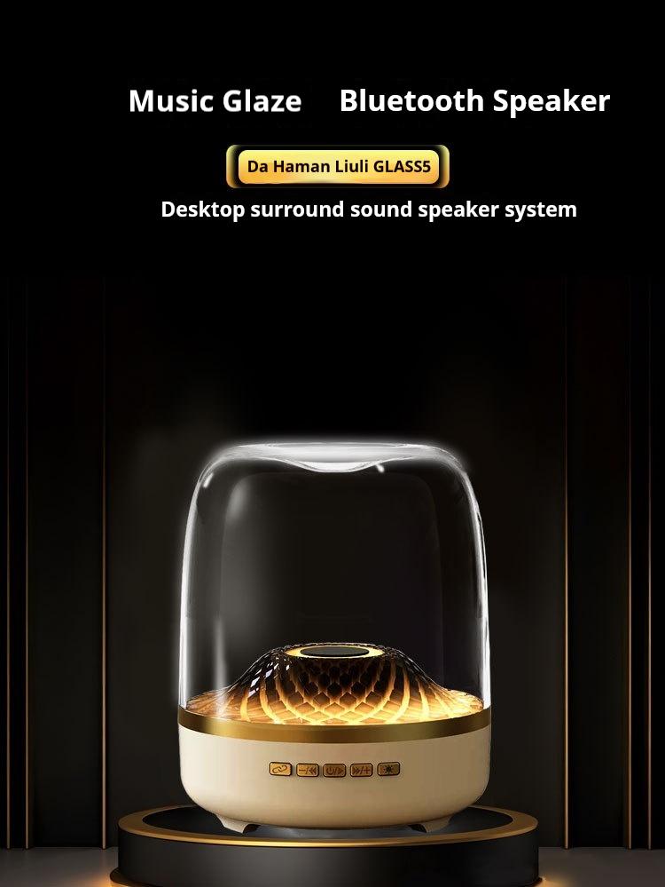 Dahaman Glass Speaker Bluetooth Speaker & Subwoofer Set Harman Colorful Glass Wireless Home Speaker Stylish Design with High-Low Frequency Gain Adjustment