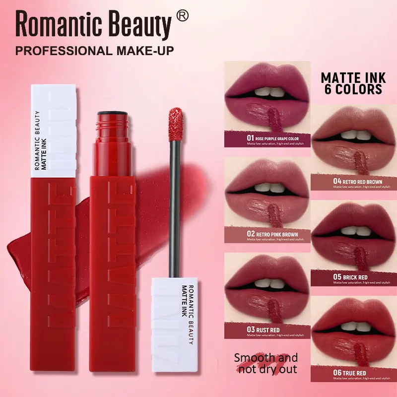 Velvet matte lipstick is not easy to transfer, long-lasting lip glaze is easy to apply, naturally brightens the lips, and enhances complexion