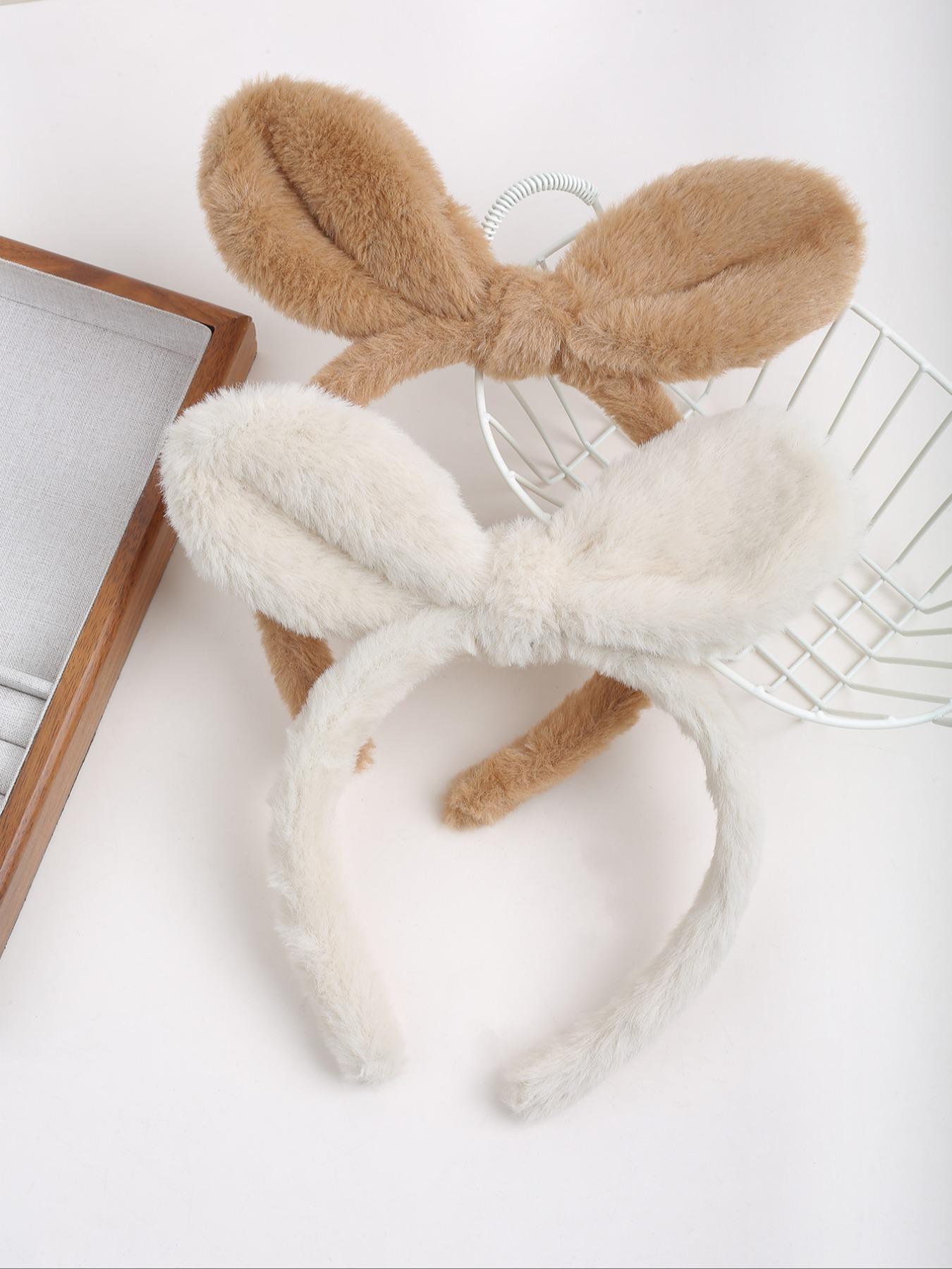 Cute Plush Rabbit Ear Design Hair Hoop, 2024 New Style Fashionable Hair Accessories for Women & Girls, Minimalist Headwear Suitable for Thick Hair