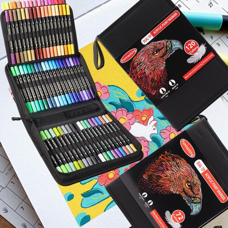 Acrylic Paint Marker Pen Set, 12/24/36/48/60/72/120pcs Double-ended Acrylic Paint Marker Pen, Art Supplies for Rock Glass Ceramic Wood DIY Craft Painting #TOP PICKS