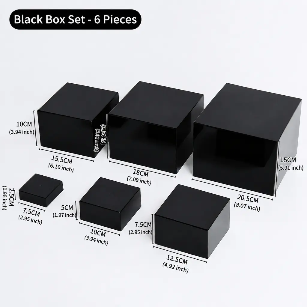 6 Pcs Nesting Buffet Food Risers, Tabletop Display Stand Boxes, Dessert Stand Set For Party, Catering Events, Dessert Table, Wedding, Halloween, Christmas Multi‑Use Display Shelf