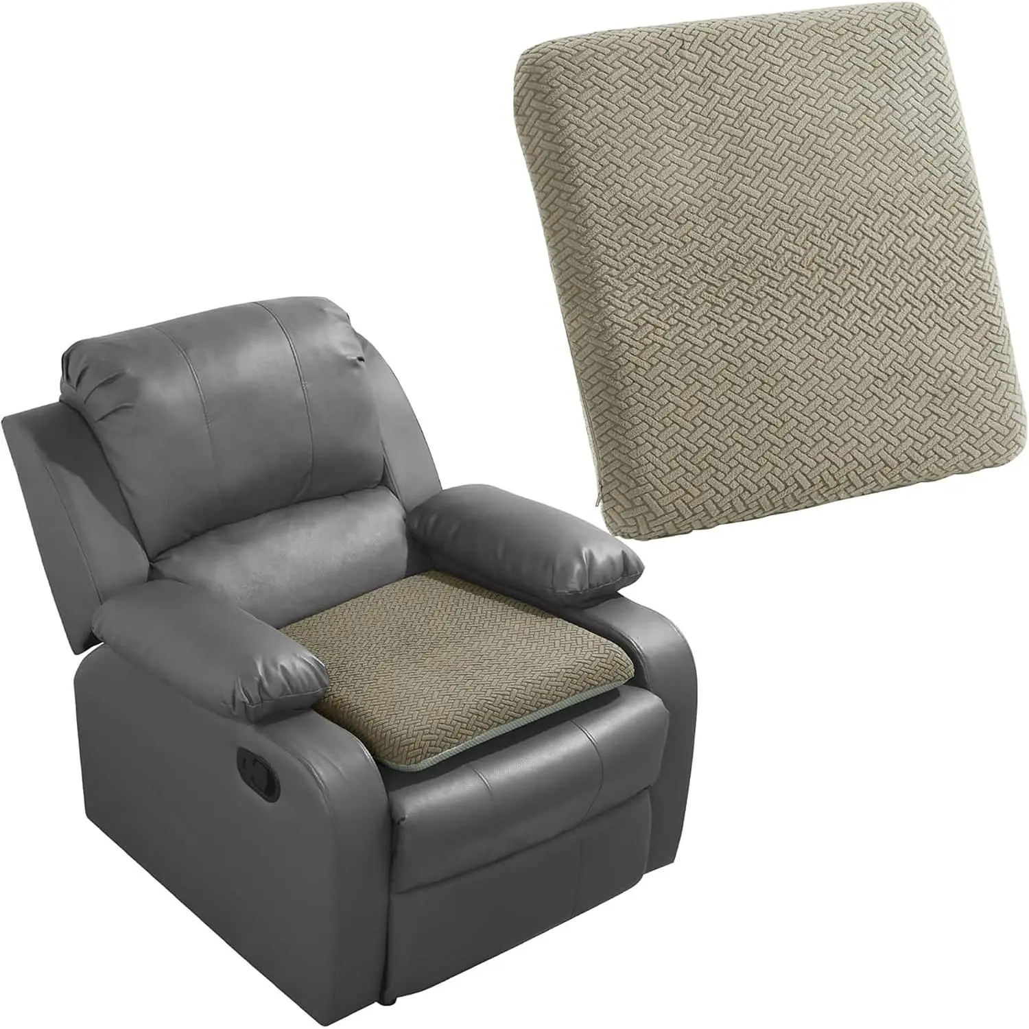 Tufted Furry Recliner Seat Cushion for   Curved  Large Square Seat Cushion for Recliner Chair, Floor Pillow, Office Chair, , No   (Coffee)