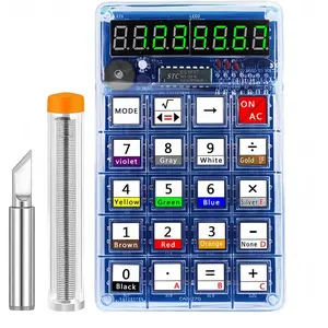 Practice Kit 7-Digit Display Electronics Calculator & Resistor Decoder, Build Electronics Projects Learn to Solder Kit for Age 8-10-12-14-16 + (Green)