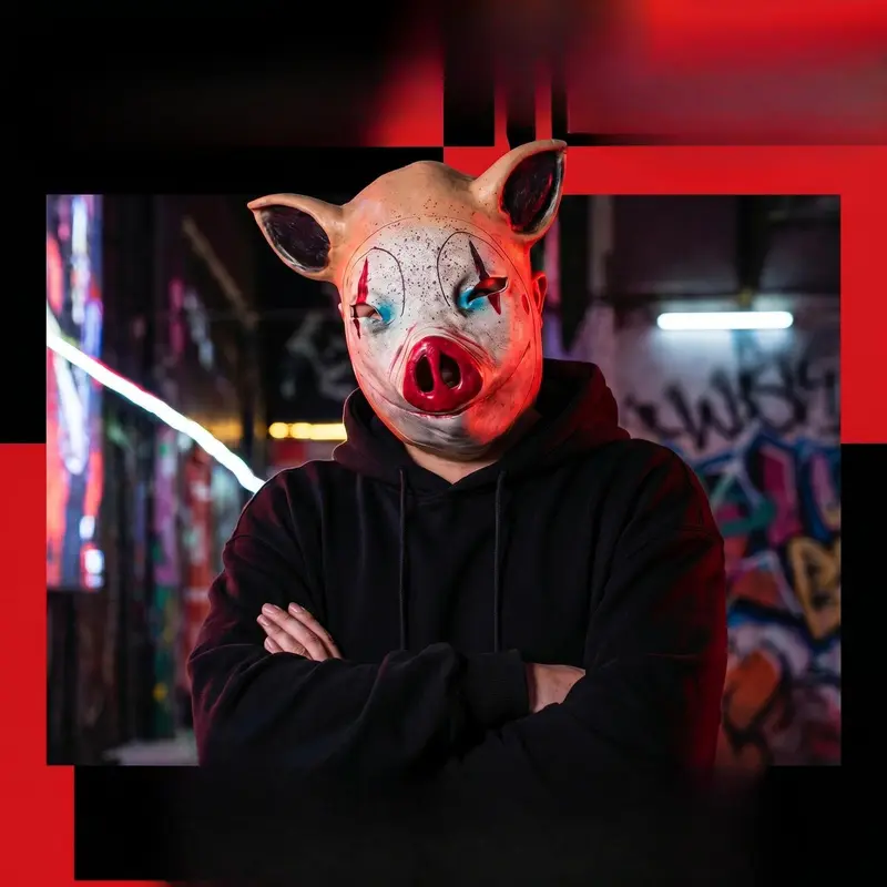 Clown pig mask new cosplay costume prop funny pig headgear Halloween horror animal mask