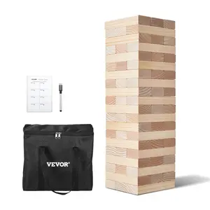 【DealsForYouDays】VEVOR Tumbling Timber Toy, 60 Blocks Giant Tumble Tower Blocks Game, Pine Wood Tumbling Tower Game with Carry Bag and Scoreboard, Wooden Stacking Game, Tumble Tower Family Games for Indoor/Outdoor