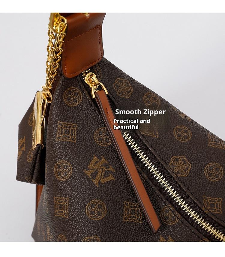 Mia Bag Shop Classic Letter Pattern Hobo Bag for Women High-Quality PU Handbag with Color-Block Strap & Gold Lock 30x11x20cm Crossbody Clutch Purse