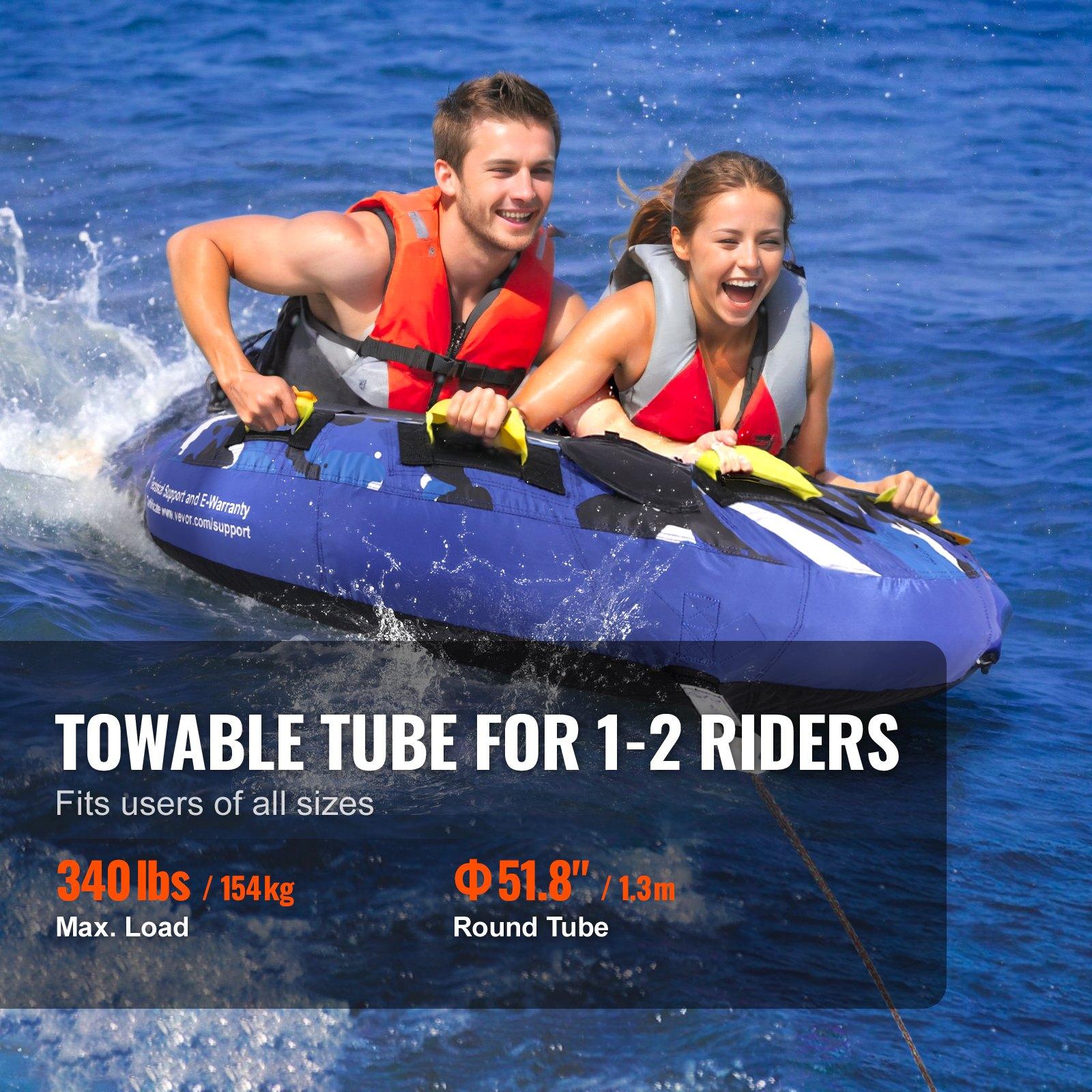 VEVOR Towable Tube for Boating, 340 lbs, 1-2 Riders Inflatable Boat ...