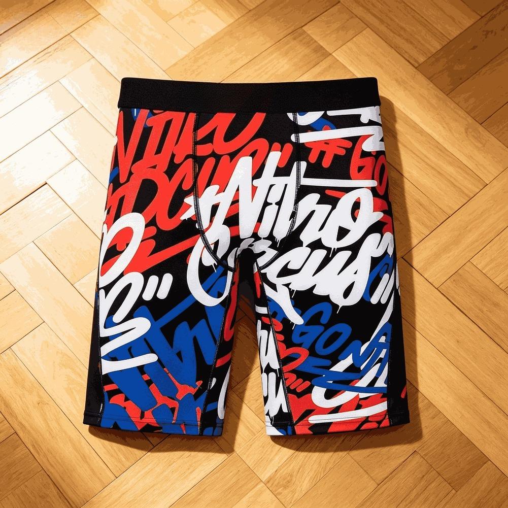 Mens Streetwear Boxer Briefs Ice Silk Compression Underwear Quick Dry Breathable Seamless Athletic Performance Fit