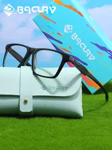 BACURY Ultra Light Men'S Anti Blue Light Glasses Tr90 Square Frame Durable Anti Slip Nose Support Daily Office Games Reduce Blue Light Computer Glasses