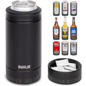 DUALIE Lower Deckie - Insulated 12 oz Can Cooler with Pouch Container - Universal Drink Holder with Built-in Pouch Bin - Choose Your Color