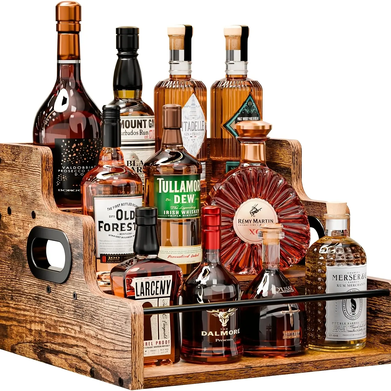 Solid Wood 3-Tier Countertop Rack - Liquor Storage, Coffee Syrup Holder, Spice Holder for Camping, Home Bars