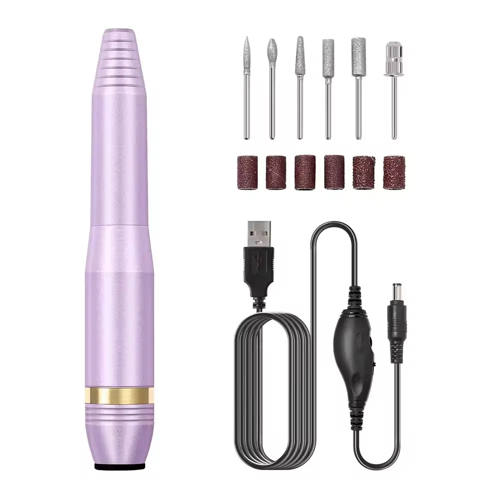 LULAA USB Electric Nail Drill Machine Portable Nail Polishing Pen Professional Manicure Pedicure Nail File Kit with Nail Sanding Bands & Drill Bits