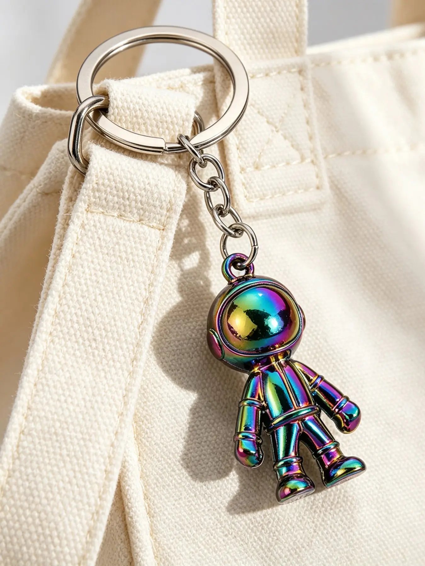 Cute Cartoon Astronaut Charismatic Keychain, Metal Robot Space Theme Design, Colorful Decorative Accessory, Perfect Gift for Bags & Keys