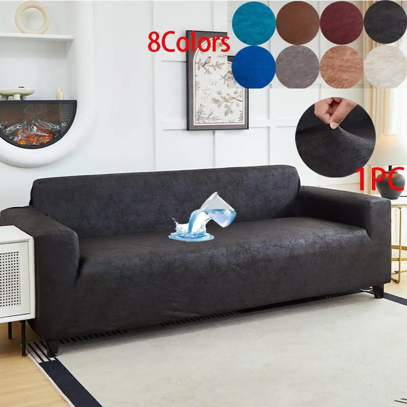 Waterproof Leather Sofa Cover, Full Elastic Couch Protector, Anti-Scratch, Oil & Stain Resistant, Easy Clean, 1-4 Seater Home Sofa Set