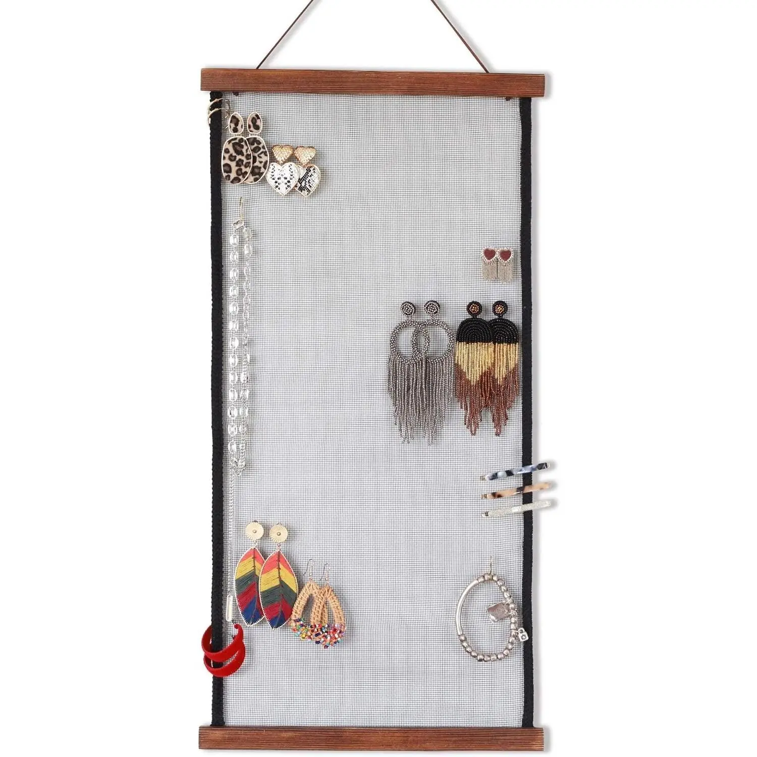 Wall Mount Earring Holder Display Hanging Jewelry Organizer for Studs, Dangle Earrings and Necklaces, Gift for Women GirlsGift