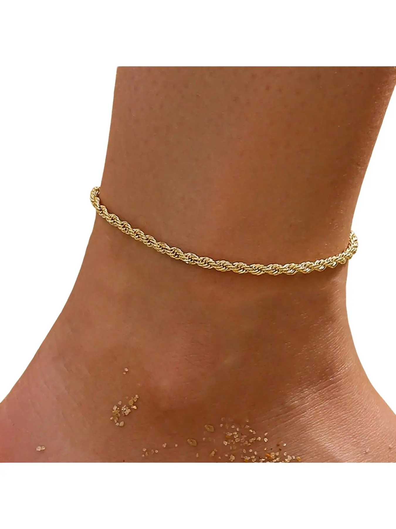 Trendy Gold Braided Chain Anklet Hot New Style Fashion Versatile Ankle Bracelet for Women Summer Jewelry