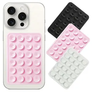 3pcs Silicone Suction Phone Case Mount, Non Slip Sticky Phone Grip for Cellphone, Silicon Adhesive Suction Cup Phone Mount, Strong Grip Holder for Selfies and Videos