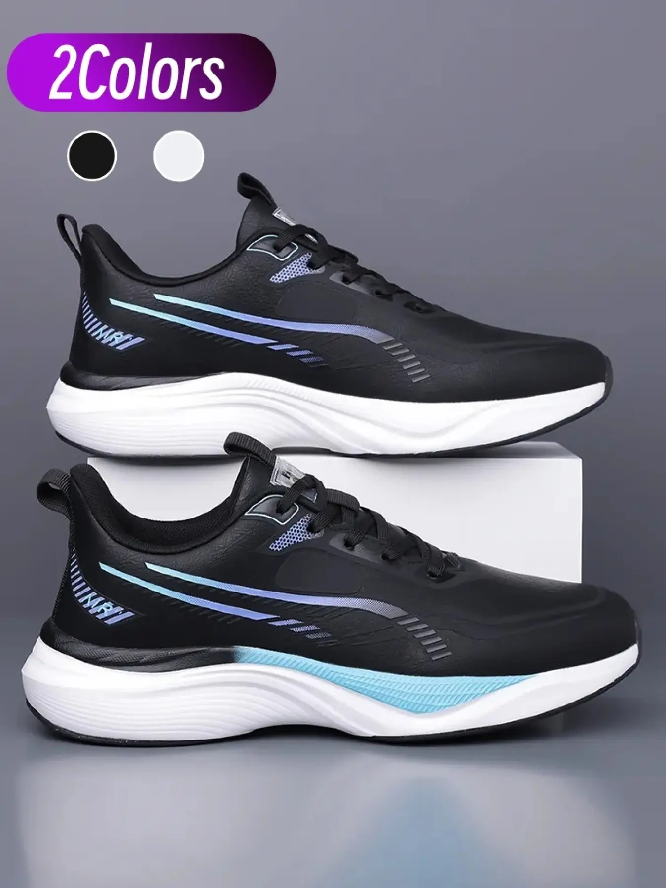Men's trendy waterproof leather sneakers. Gradient leather surface, resilient cushioned sole and tough anti-slip treads, great for commuting, jogging and light workouts.