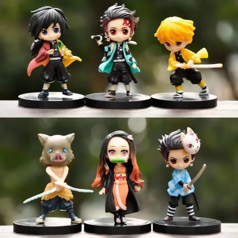 6pcs Demon Slayer Figure Set Kimetsu No Yaiba PVC Q Posket Tanjirou Nezuko Agatsuma Kids Toys Gift In Stock