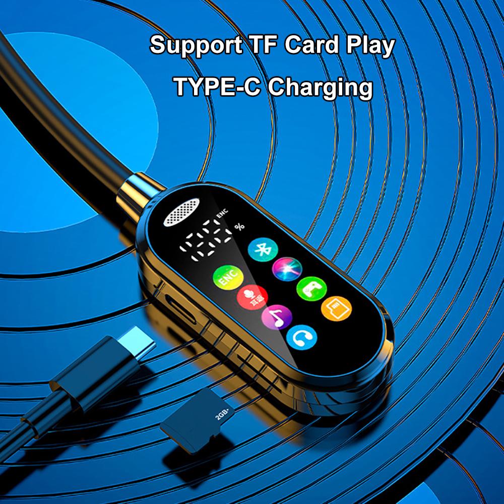 Bluetooth 5.4 Earphones Neckband Headphones Color Screen Wireless Headsets Noise Reduction Earbuds Earphone Monitor audio music video sport