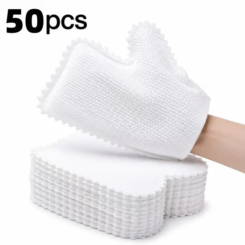 50 Pcs Reusable Microfiber Dusting Gloves, Wet Dry Dual Use Household Cleaning Gloves for Kitchen, Bathroom, Furniture, Glass, Windows, Car Interior
