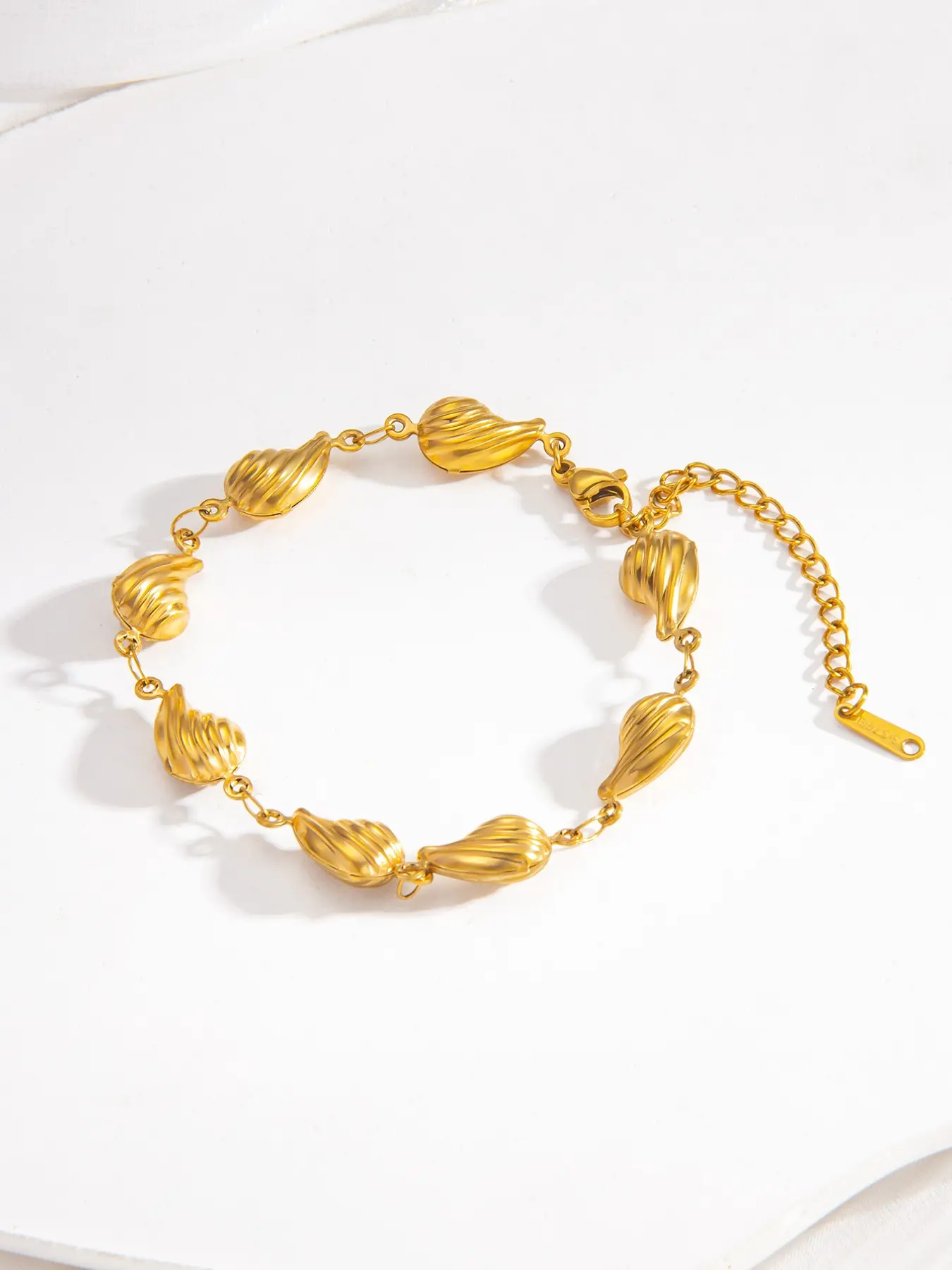 New Fashion Wave Shell Chain Bracelet, 18k Stainless Steel, Adjustable Extender, Waterproof, Stackable, Gift for Girlfriend