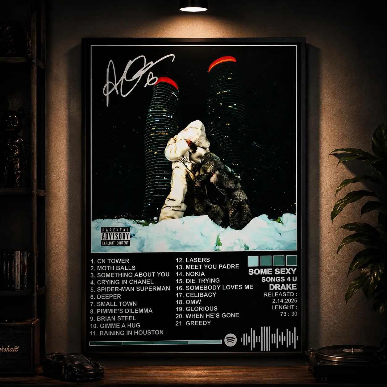 Vintage Rap Poster Drake Canvas Art Print, Album Tracklist Music Wall Decor, Hip Hop Style Artwork, Retro Music Poster Gift for Him, Bedroom Living Room Office Decoration, Modern Rap Inspired Canvas Wall Art