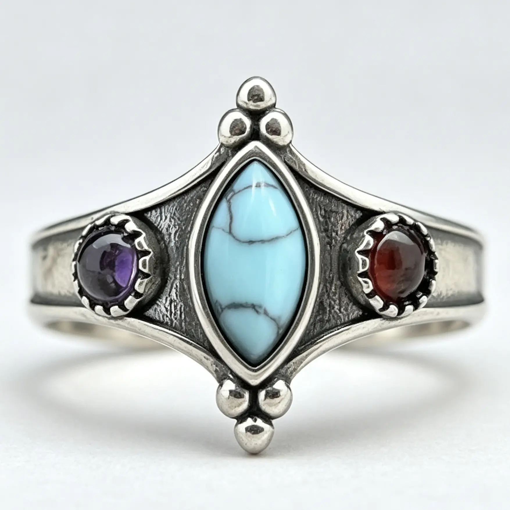 Bohemian African Ethnic Turquoise Colorful Rhinestone Alloy Open Ring Fashion Hand Jewelry