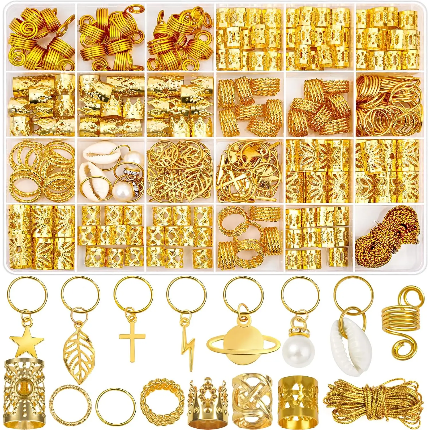 259 count Hair , Hair Accessories for Braids  Loc  for Hairs Dreadlocks Braid Jewelrys Hairs Cuffs Clips Dreadlock Accessories for Women's Loc Charms Rings Decoration