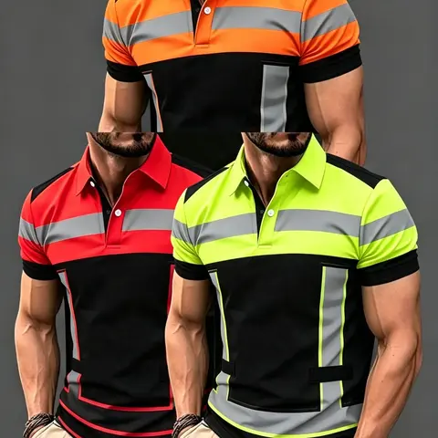 3-Pack Men's Casual Summer Printed Short Sleeve Polo Shirts, Menswear, Bold All-Over Print, Durable Material, Fitted Style for All Seasons
