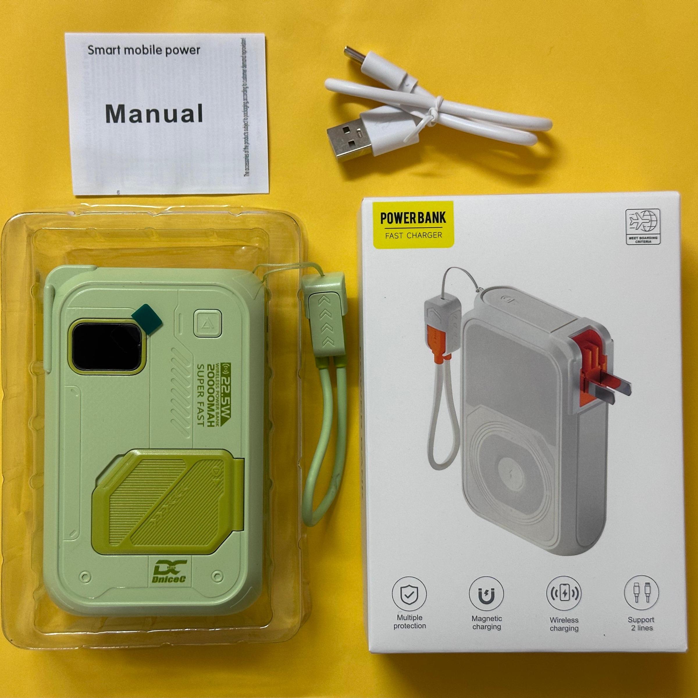 Portable Multifunctional Power Bank, Chargeable 20000mAh Portable Magnetic Charging Power Bank Android, LED Display Powerbank, Travel Gadgets, Electronics Accessories, Portable Battery Powered