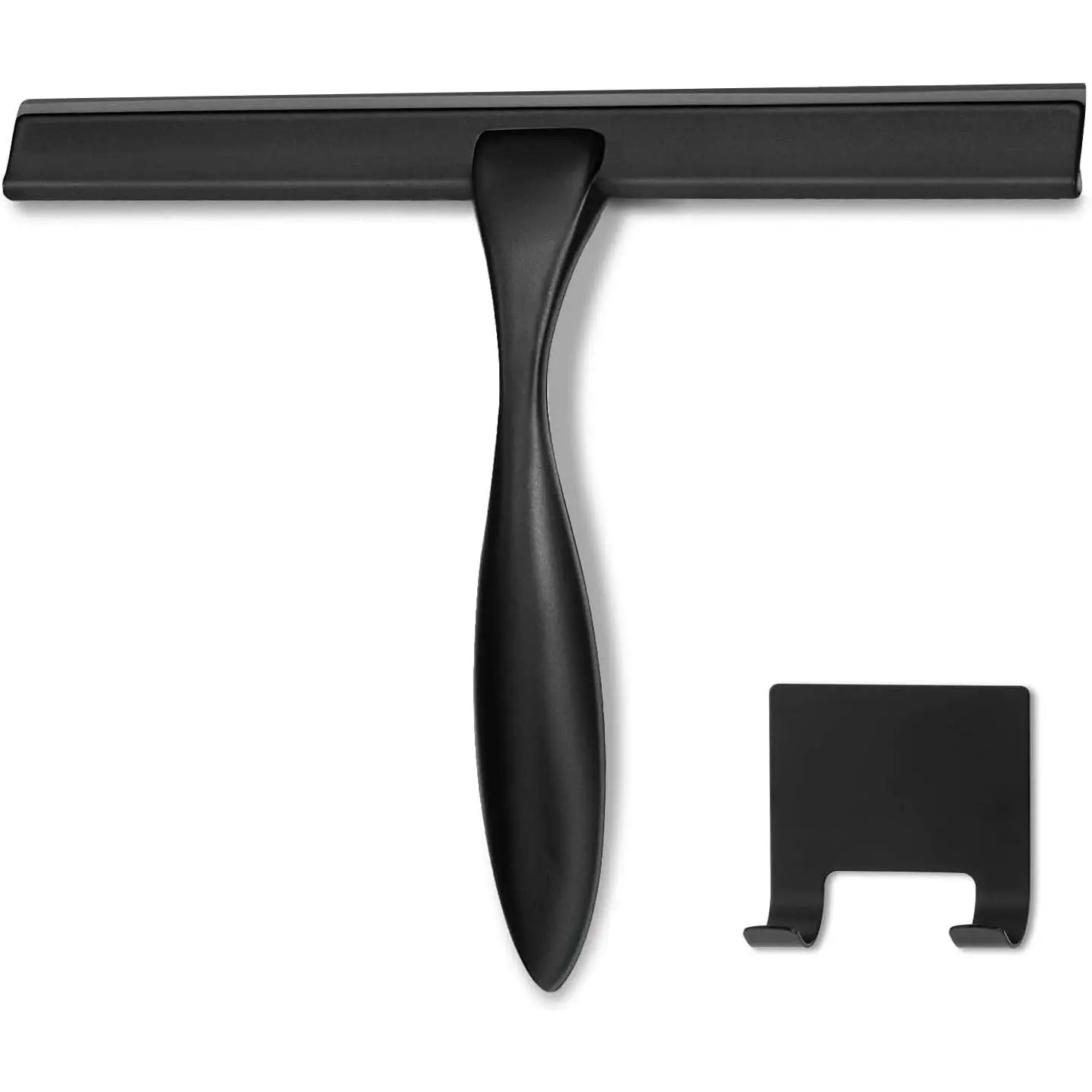 All-Purpose Shower Squeegee for Shower Doors, Bathroom, Window and Car Glass - Black, Stainless Steel, 12 Inches