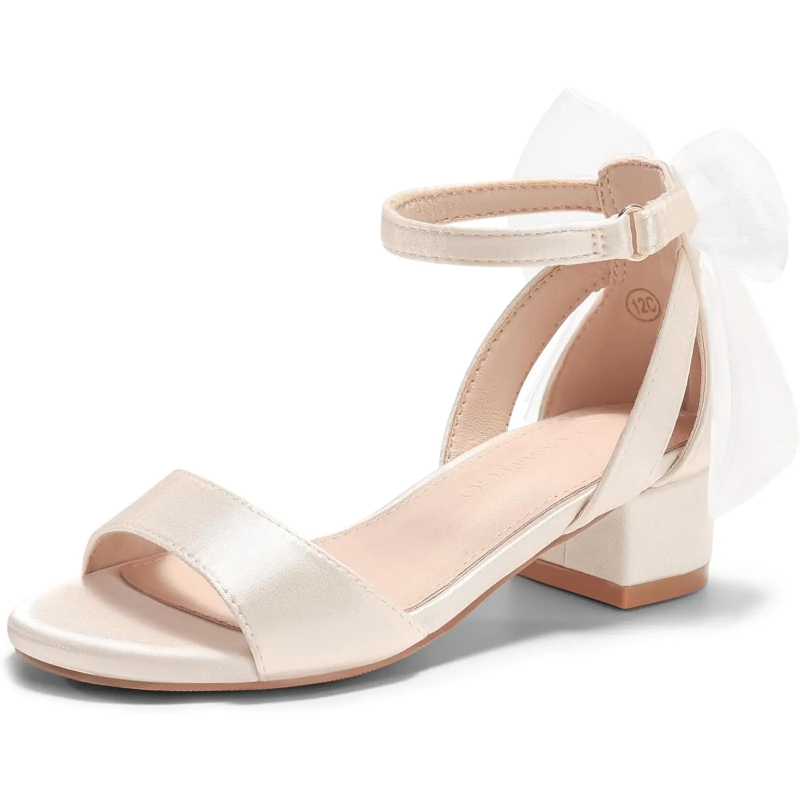 Coutgo Girls Dress Shoes Sandals Chunky Low Heels Bow Ankle Strap Flower Girl Wedding Party Shoes tiktokshopbacktoschool