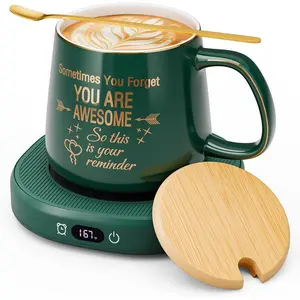 Coffee Mug Warmer & You are Awesome Mug Set Electric Cup Warmer with Auto Shut Off 4 Temperature Setting Smart Beverage Warmer 8-Hours Auto Shut Off