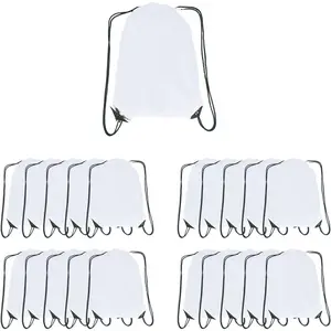 Drawstring Backpack Bulk 20 packs Draw String Backpack Bags DIY Gym Sports trip Traveling Yoga ride Pedestrianism Cinch Bag Sackpack Drawstring (white)