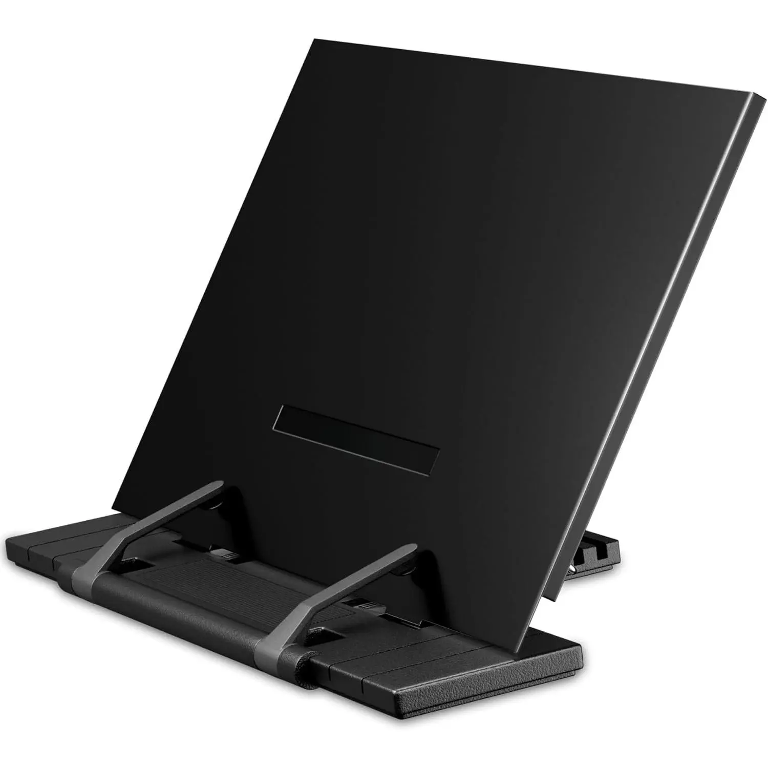 Metal Book Stand for Desk Portable Document Holder for Cook Book,  Book, iPad, Laptop, Reading Rest with 7 Adjustable Positions and Page Paper Clips