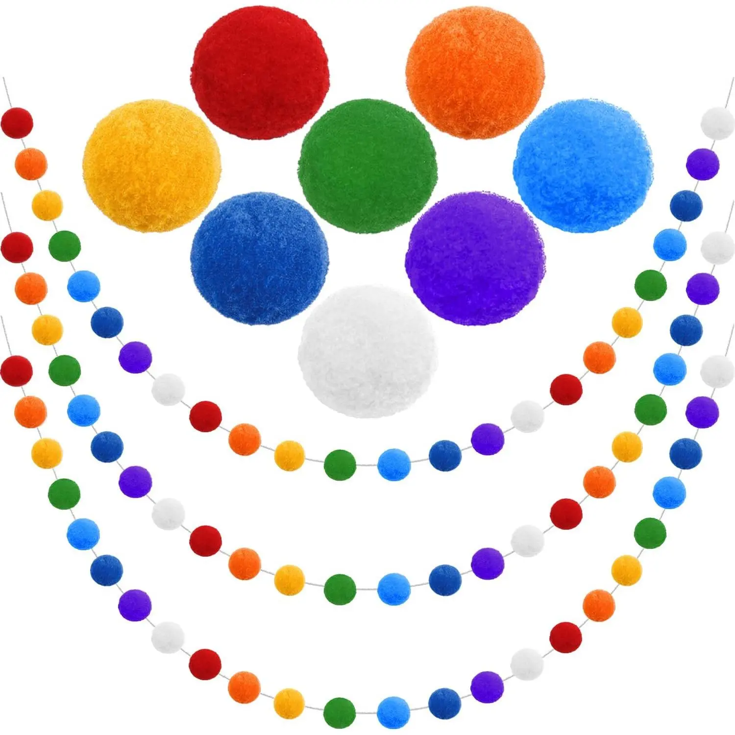3pk Rainbow Pom Pom Garland LGBTQ Pride Month Decorations, Cute Colorful Felt Ball Garland LGBT Progress Pride Rainbow Hanging Decorations for Christmas Tree Home Decor Wedding Birthday Party Suppliesfidget toys