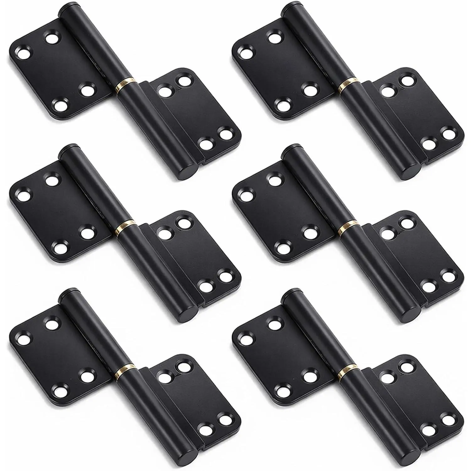 6 count Lift Off Hinges Removable Hinge Detachable Lift Off Door Hinges 4" Black Flag Offset Hinge (Right Handed 3 count+ Left Handed 3 count)