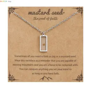 Unisex Minimalist Mustard Seed Mirror Finish Stainless Steel Pendant Necklace - Tarnish-Proof Jewelry, Geometric Faith Motif Christian Adjustable Daily Wear Gift-Ready Accessory