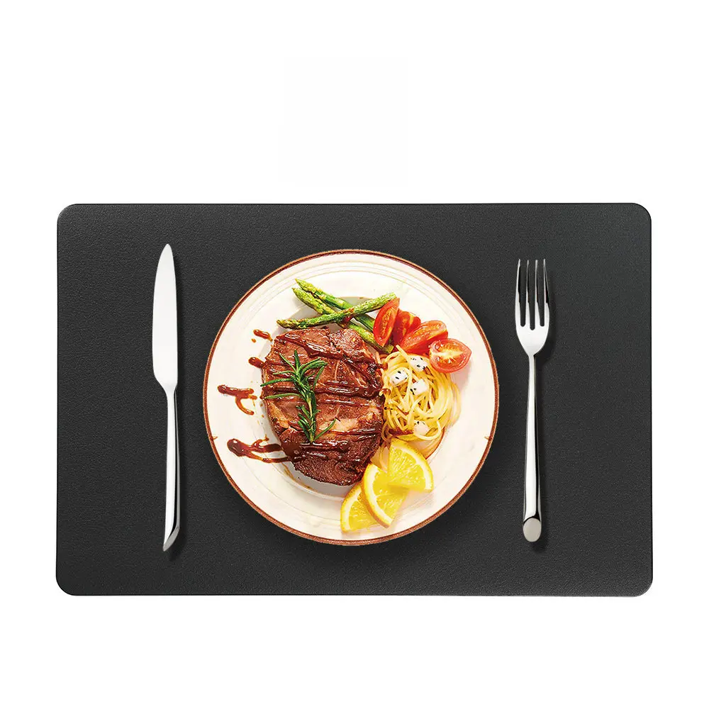 4-PCS Faux Leather Placemat Set, Waterproof & Oilproof Rectangular Mats for Dining, Printed 4-PCS Faux Leather Placemat Set, Waterproof & Oilproof Rectangular Mats for Dining, Printed