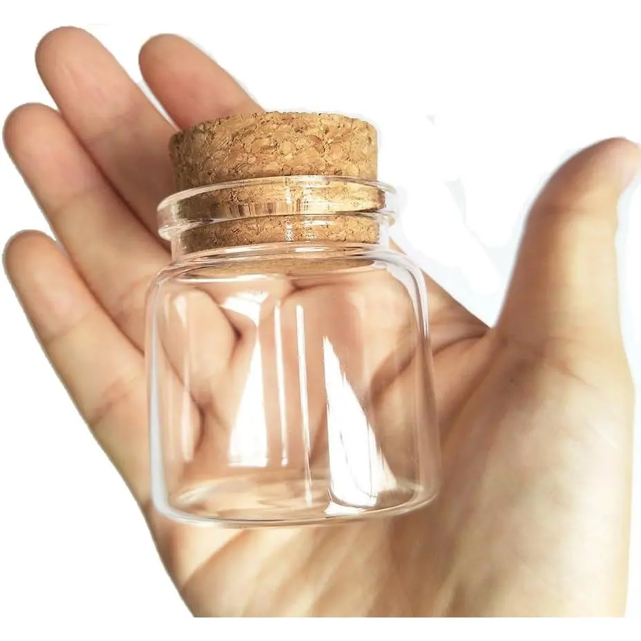 3pcs 50ml Small Glass Bottles Vials Jars Glass with Cork Stopper Storage Bottle 50ml 47x50mm(1.85x1.96inch)