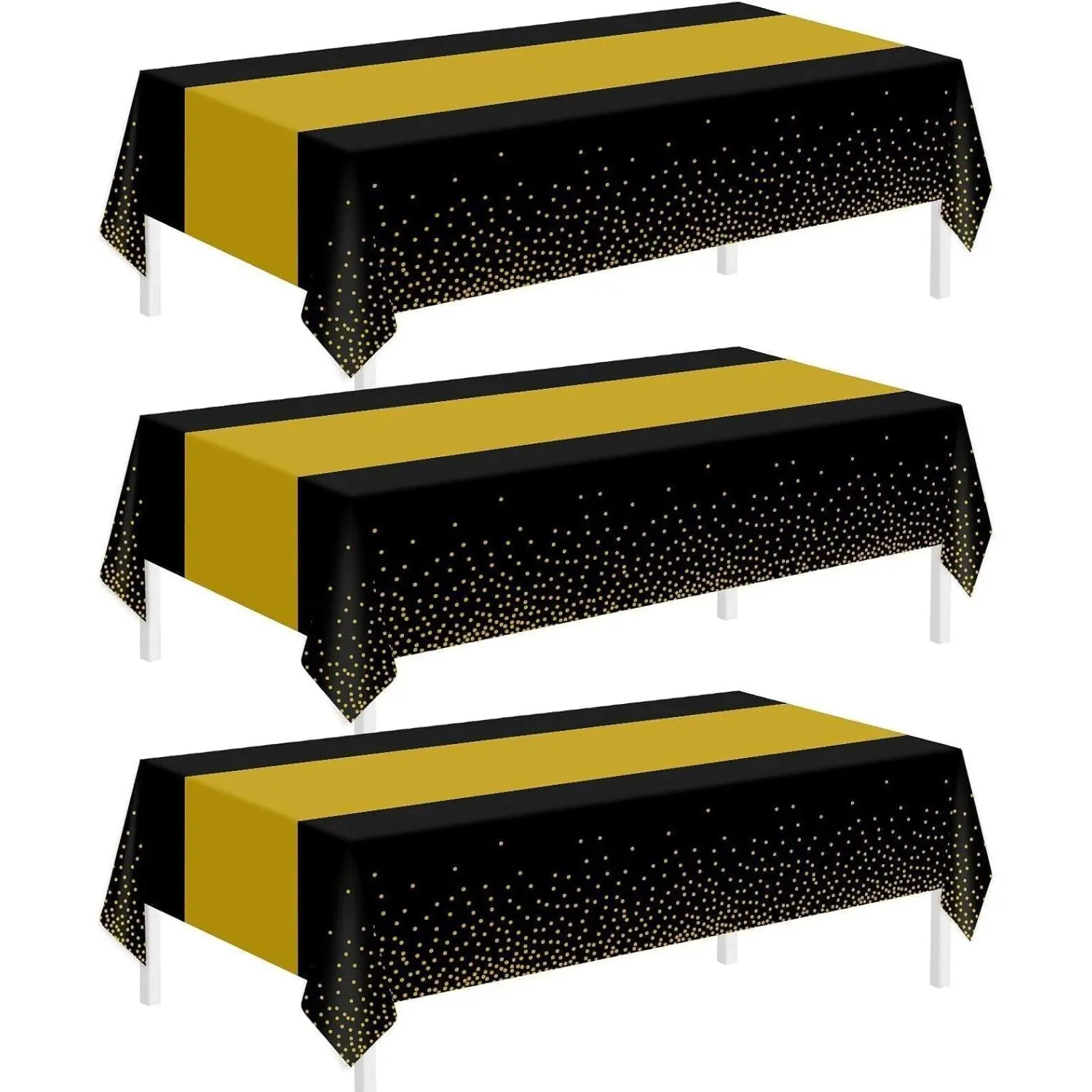 3 Pack Graduation Tablecloth,Graduation Decorations Class of 2026 Graduation Party Decorations,54"x108" Black and Gold Plastic Table Cloth Disposable for Home,School,Birthday,Wedding,Parties