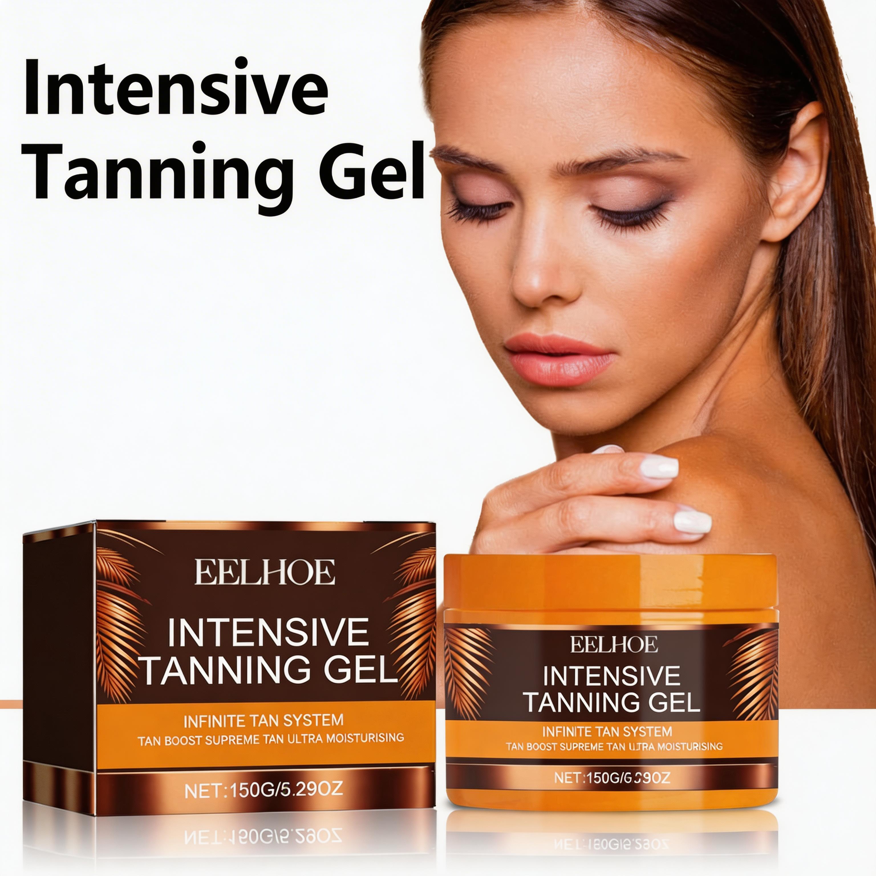 EELHOE Intensive Tanning Gel, Carrot & Walnut Seed Oil Natural Bronze, Calendula Soothing + Coconut Deep Hydration, Vitamin E Protection, Lightweight Non-Greasy Fast Absorbing for All Skin Hydrating Greasy Tanning Gel sun tan