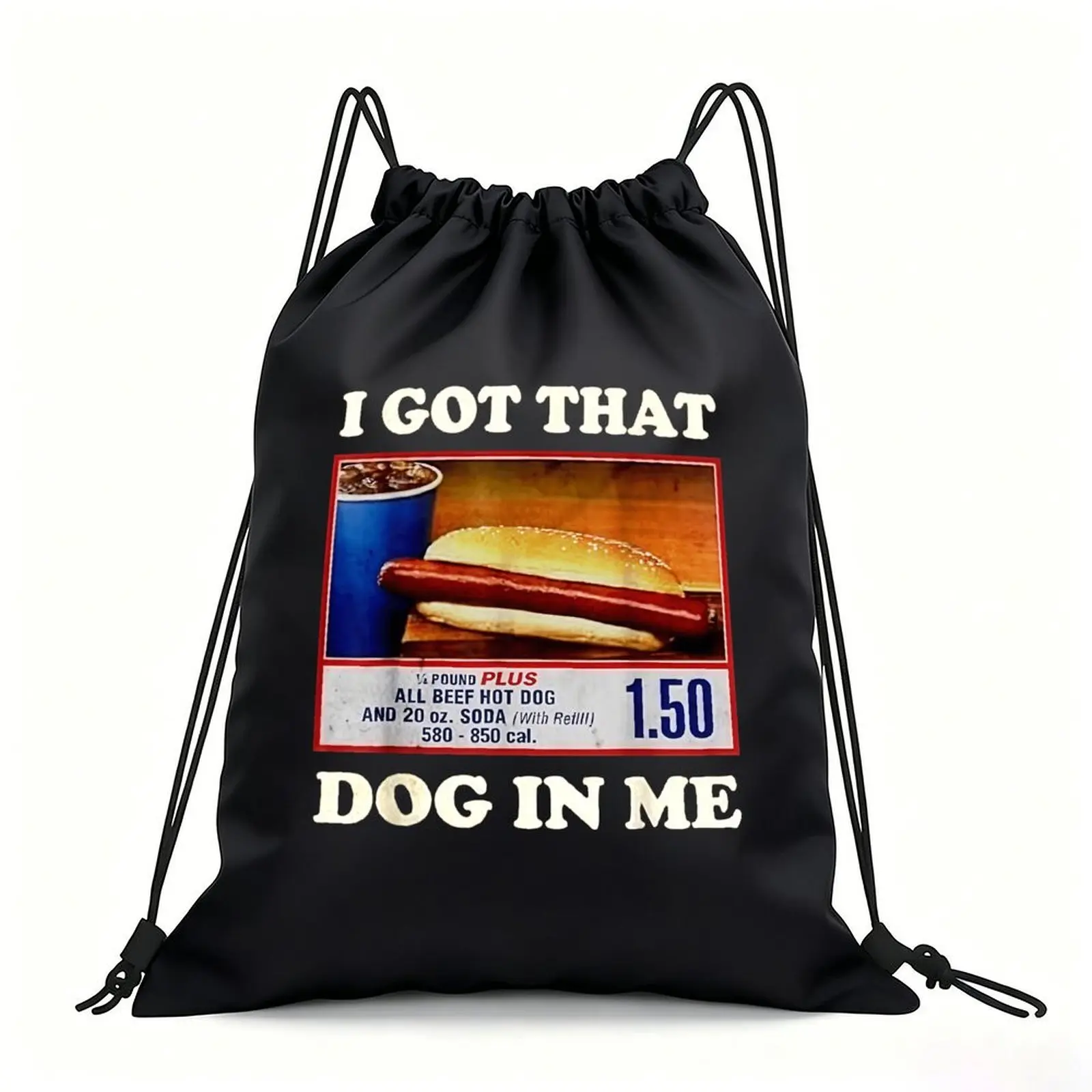 Portable Drawstring Sack Bag with Custom Graphic Print, Waterproof Polyester String Backpack for Gym Workout Swimming Hiking