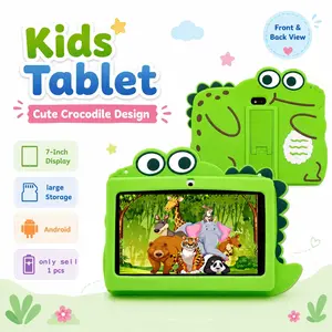 Crocodile Kids Tablet 7-Inch, Android Os, Dual Camera, Quad-Core Processor, 16GB Storage, WiFi & Bluetooth-compatible, Shockproof Case, Ideal for Learning and Entertainment